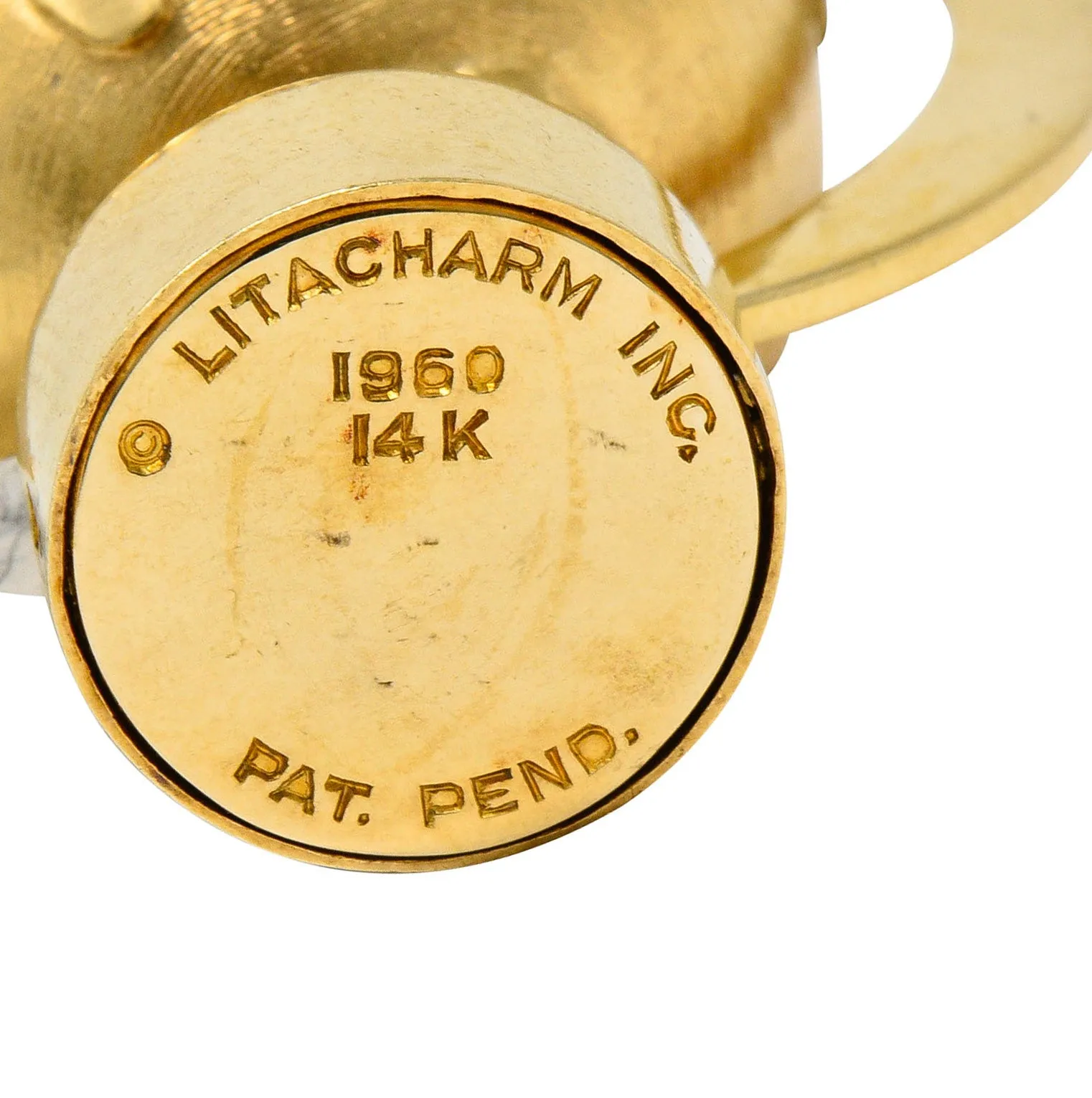 1960's Litacharm Inc. Vintage 14 Karat Gold Globe Pendant Charm