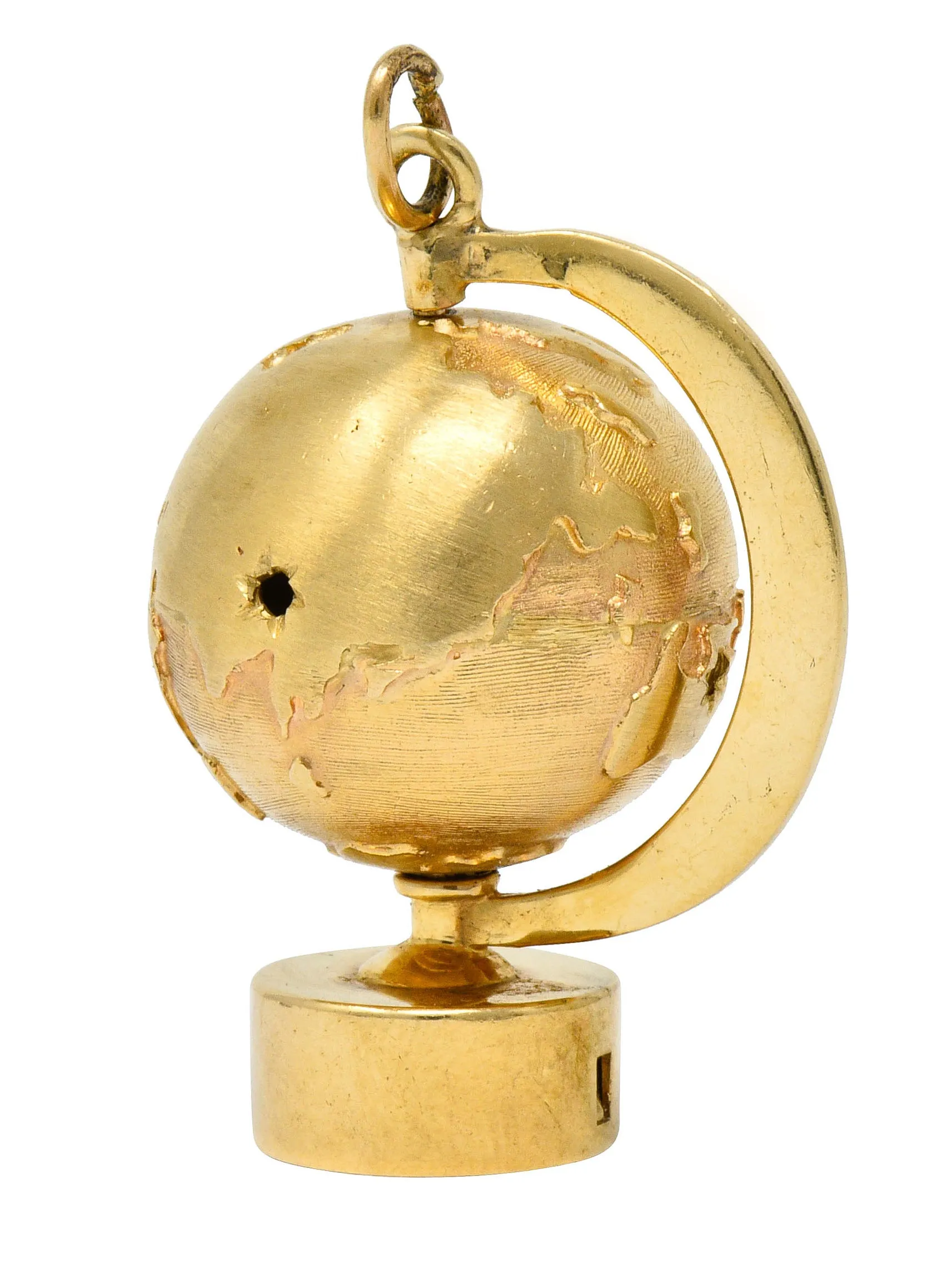 1960's Litacharm Inc. Vintage 14 Karat Gold Globe Pendant Charm