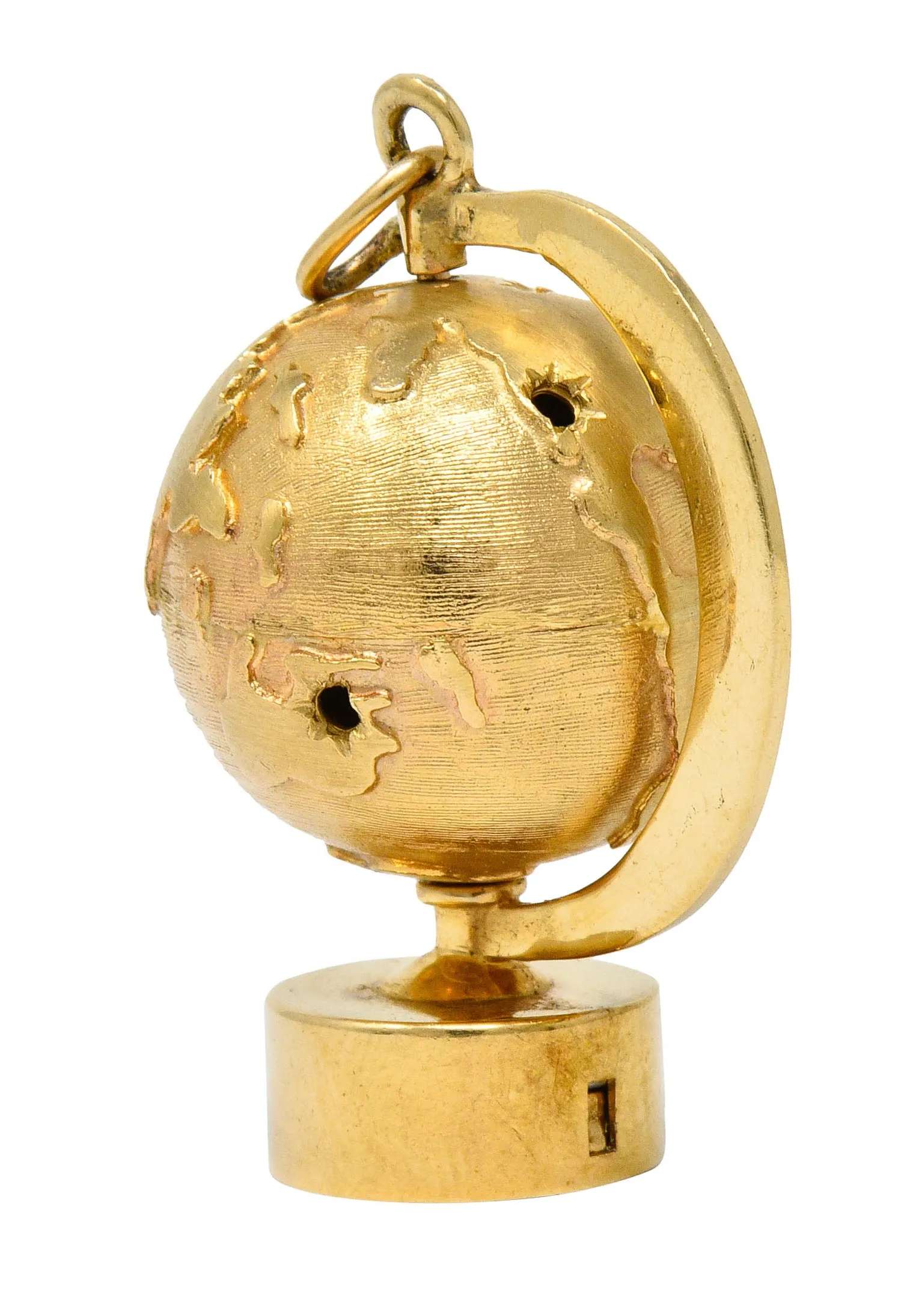 1960's Litacharm Inc. Vintage 14 Karat Gold Globe Pendant Charm