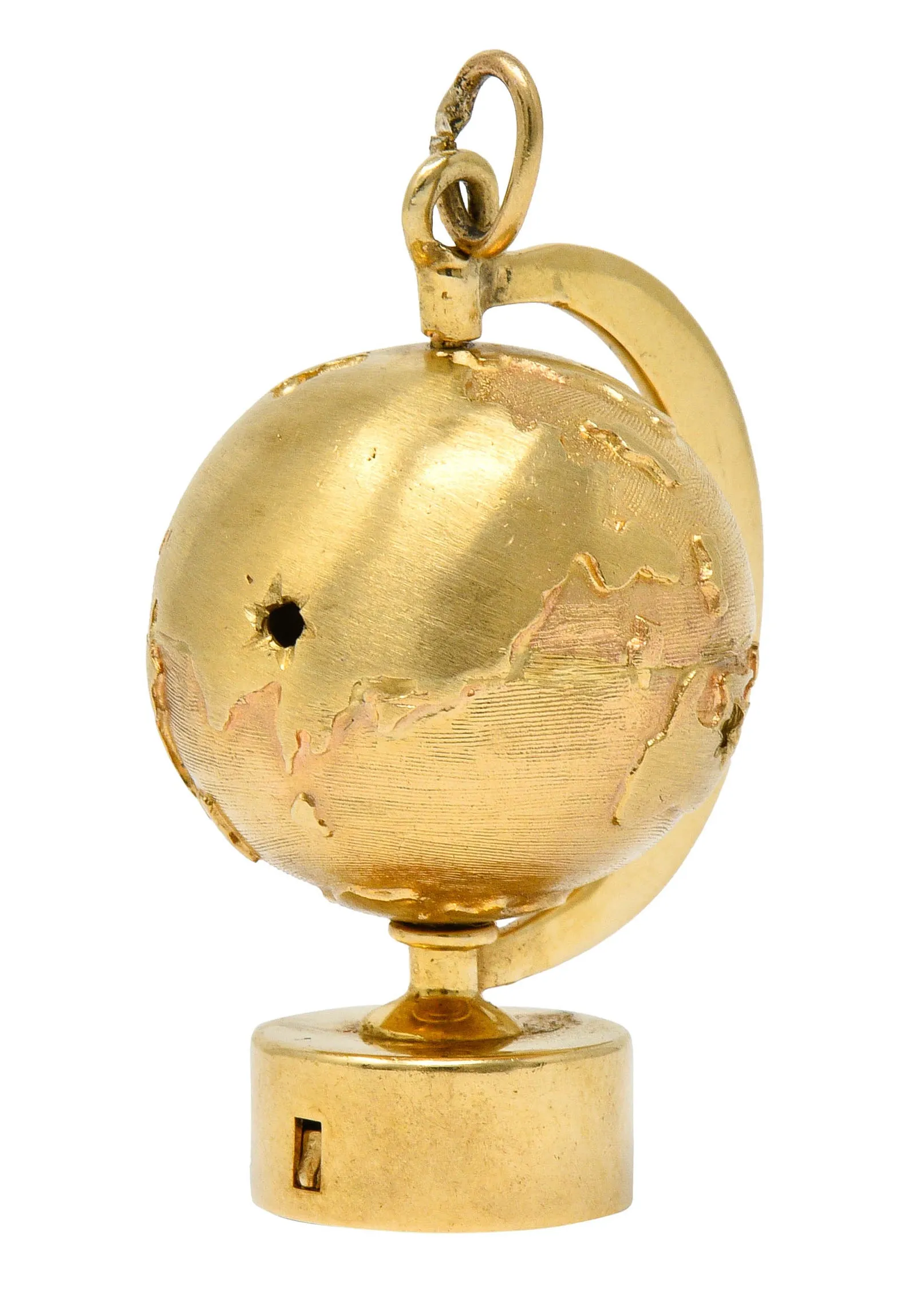 1960's Litacharm Inc. Vintage 14 Karat Gold Globe Pendant Charm