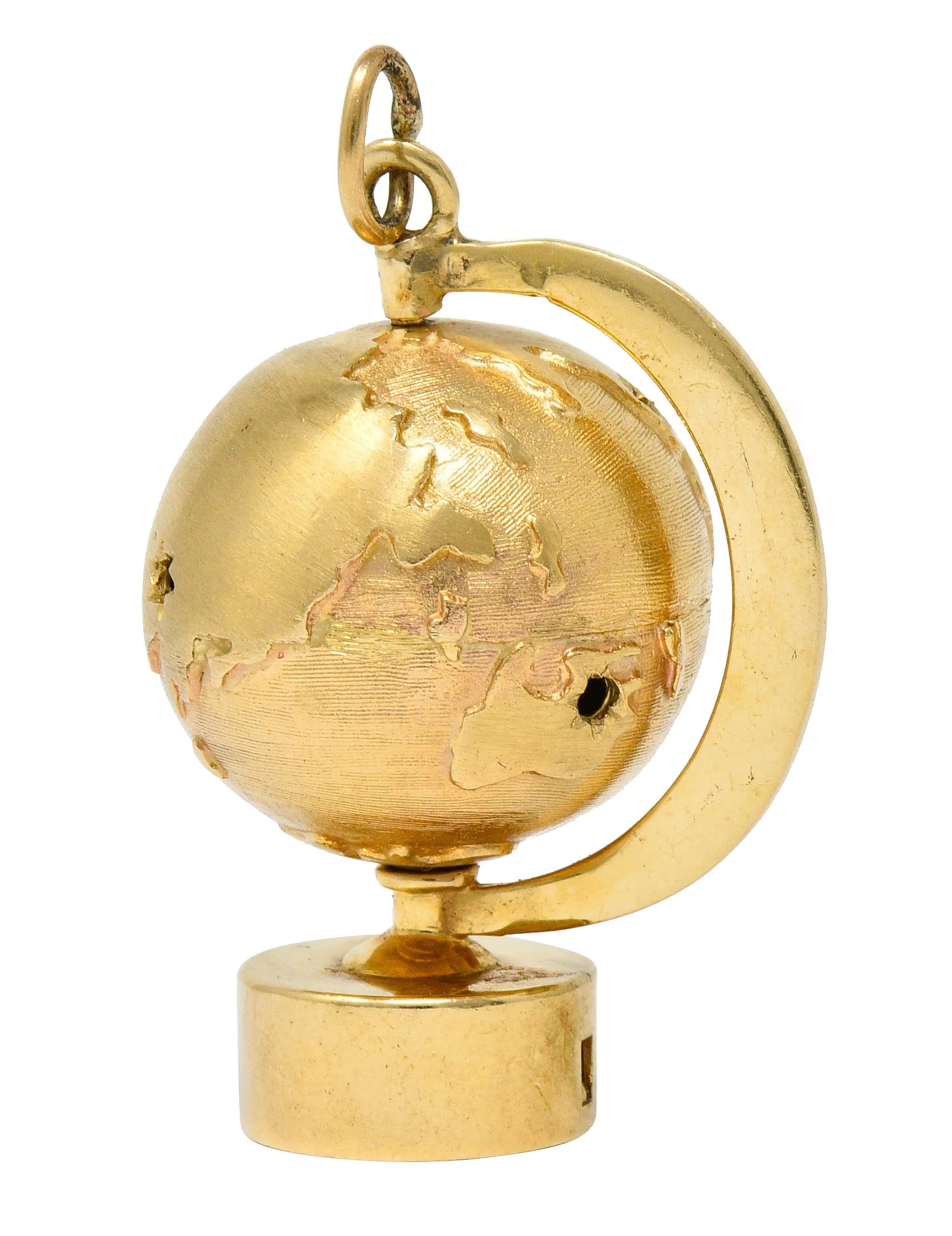 1960's Litacharm Inc. Vintage 14 Karat Gold Globe Pendant Charm