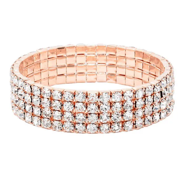 4Rows Rhinestone Stretch Evening Bracelet