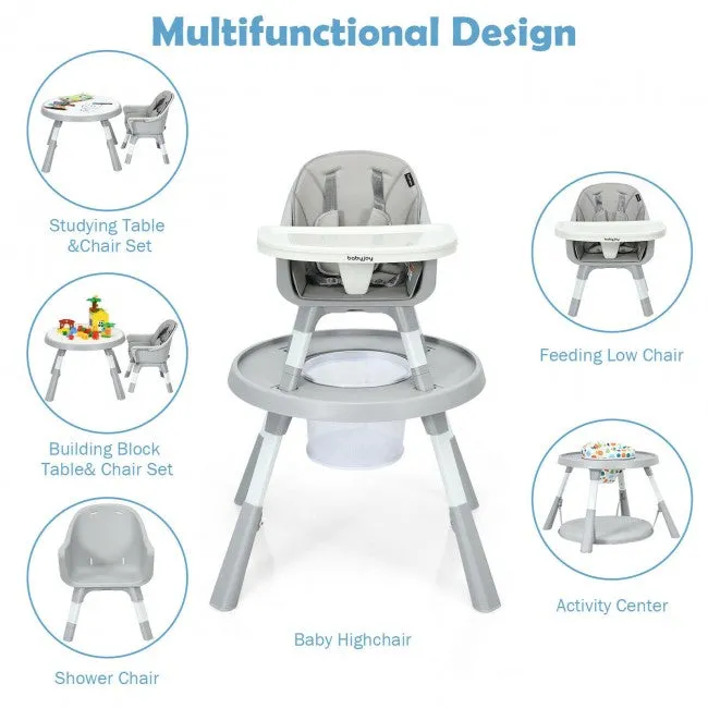 6-in-1 Baby High Chair Infant Activity Center with Height Adjustment