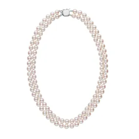 7.0-7.5 mm 18-inch AA  Double-Strand White Akoya Pearl Necklace