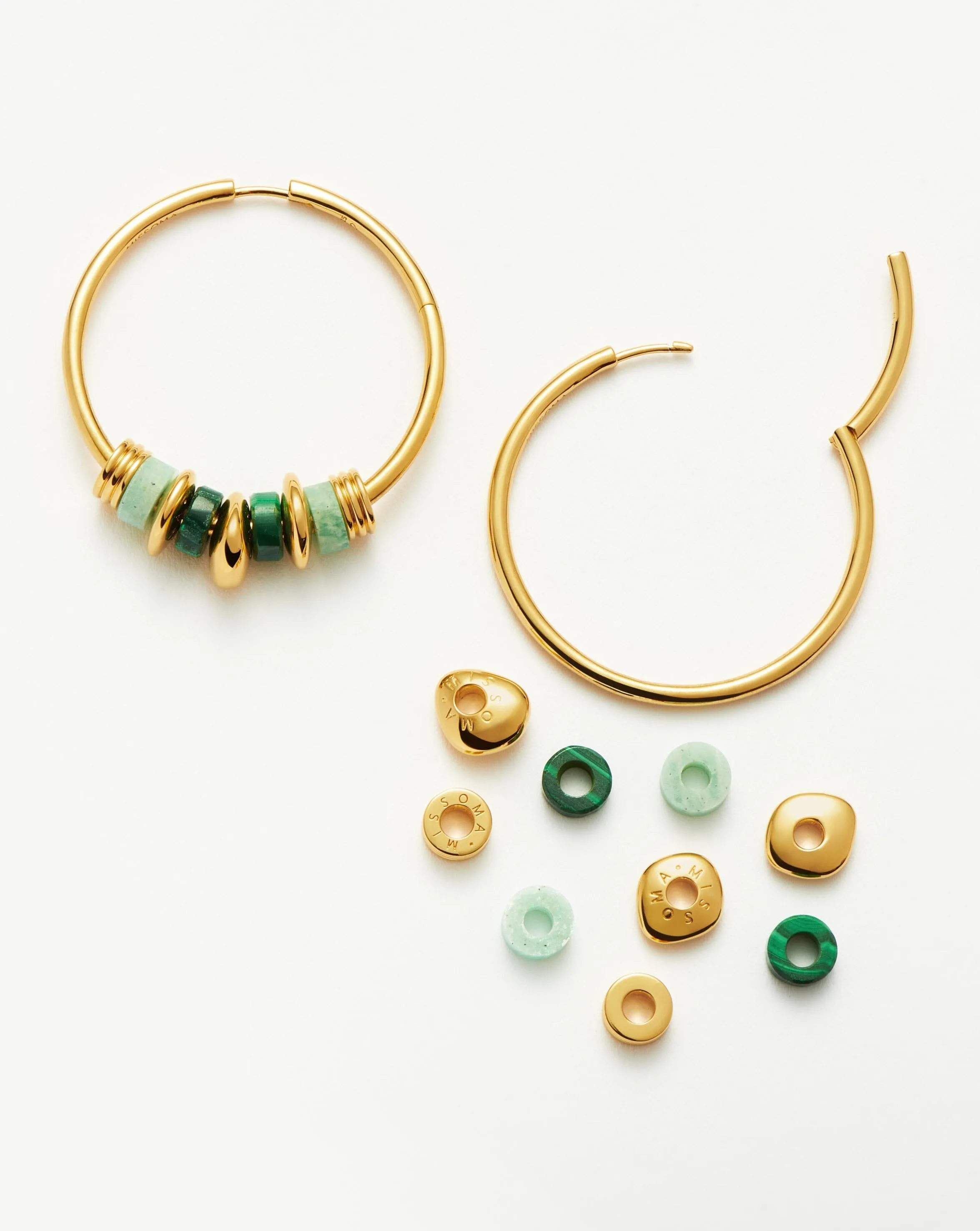 Abacus Beaded Large Charm Hoop Earrings | 18ct Recycled Gold Vermeil on Recycled Sterling Silver