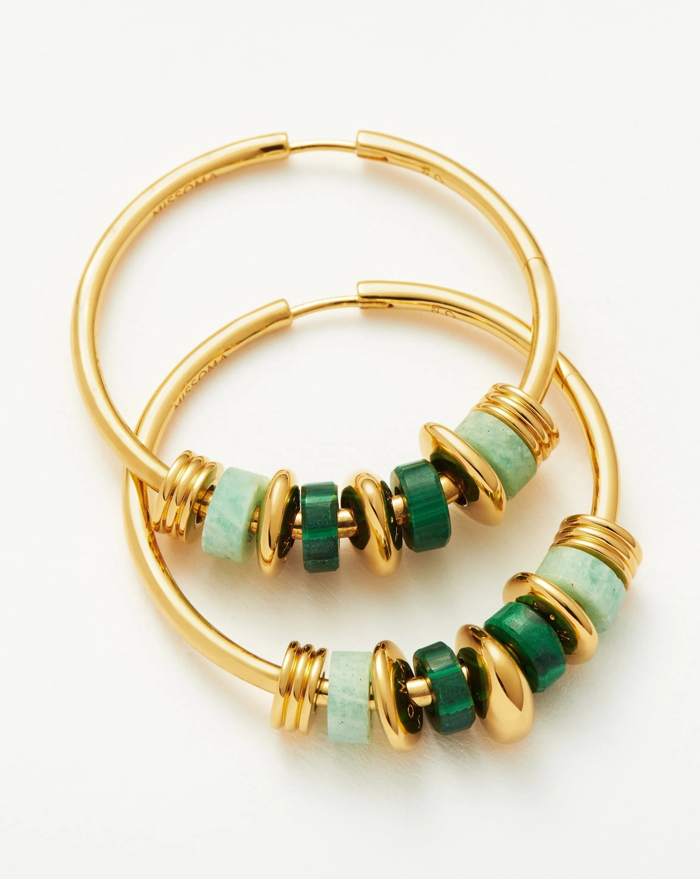 Abacus Beaded Large Charm Hoop Earrings | 18ct Recycled Gold Vermeil on Recycled Sterling Silver