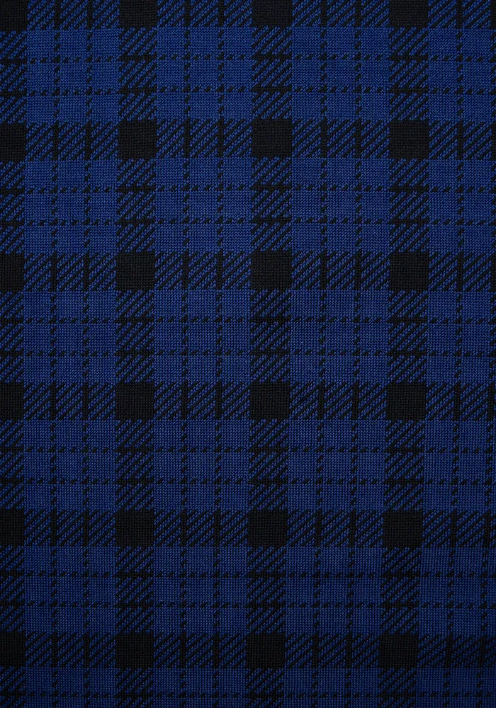 Anais Blue & Black Check Jacquard A-Line Skirt