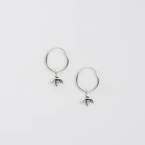 Bee Hoop Silver Earrings