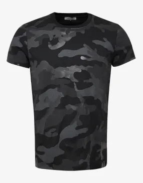 Black Camouflage Print T-Shirt