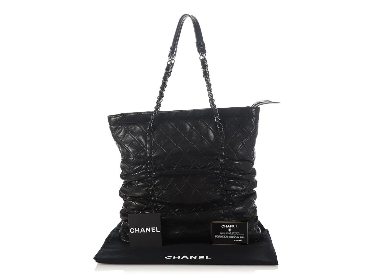 Chanel Black Quilted Lambskin Sharpei Shopping Tote