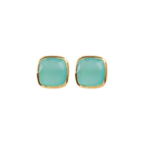 Earrings - Amie Aqua Chalcedony Stud