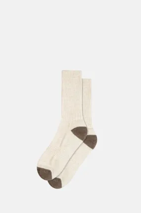 Elgin Wool Sock Ecru/Umber Brown