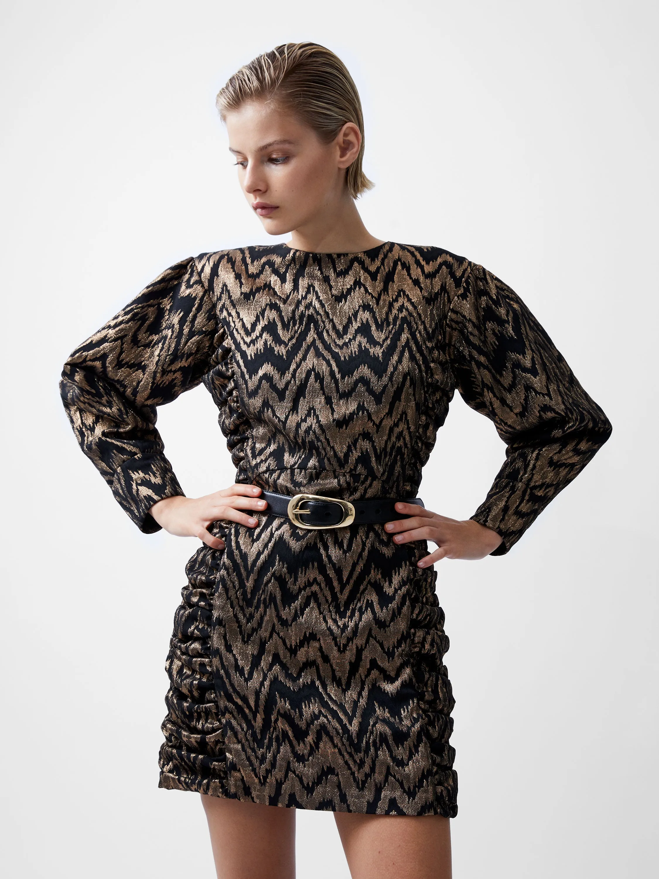 Ellery Eco Jacquard Puff Sleeve Mini Dress