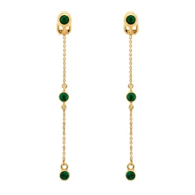 Emerald Crystal Droplet Clip Earrings