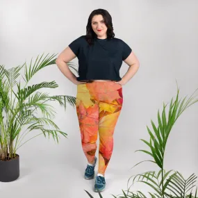 Fall Leaves Print Plus Size Leggings