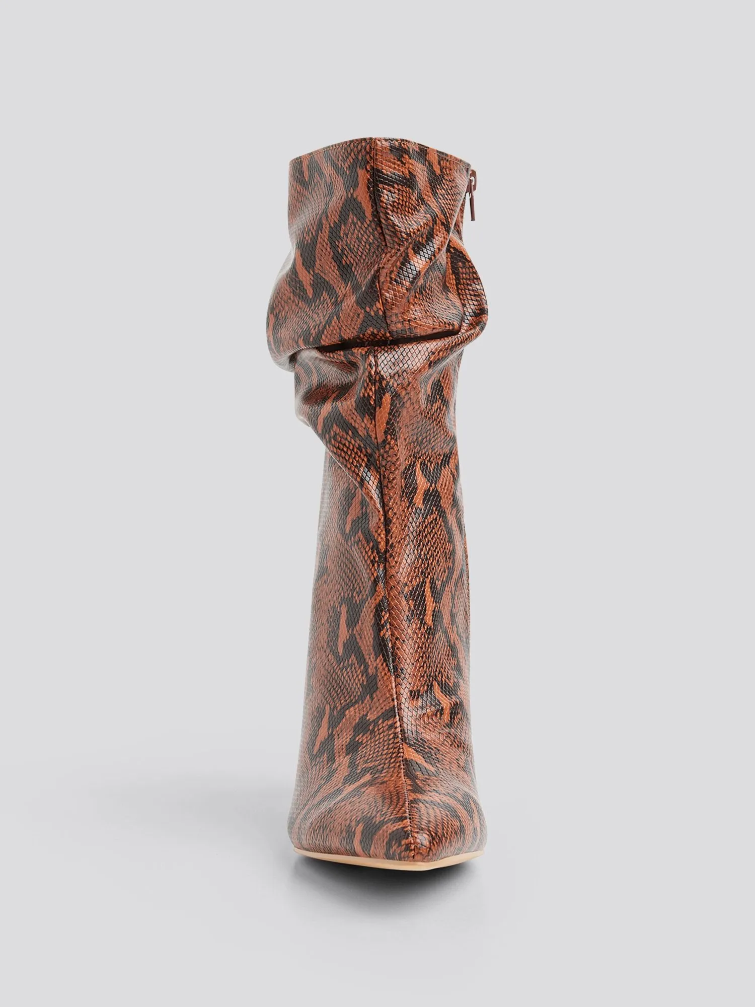 Fawn Snake Print Mid-Calf Slouch Boots