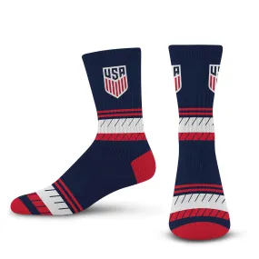 For Bare Feet USMNT Stacked Stripe Navy Socks