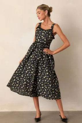 Going Out Again Black Floral Midi Dress