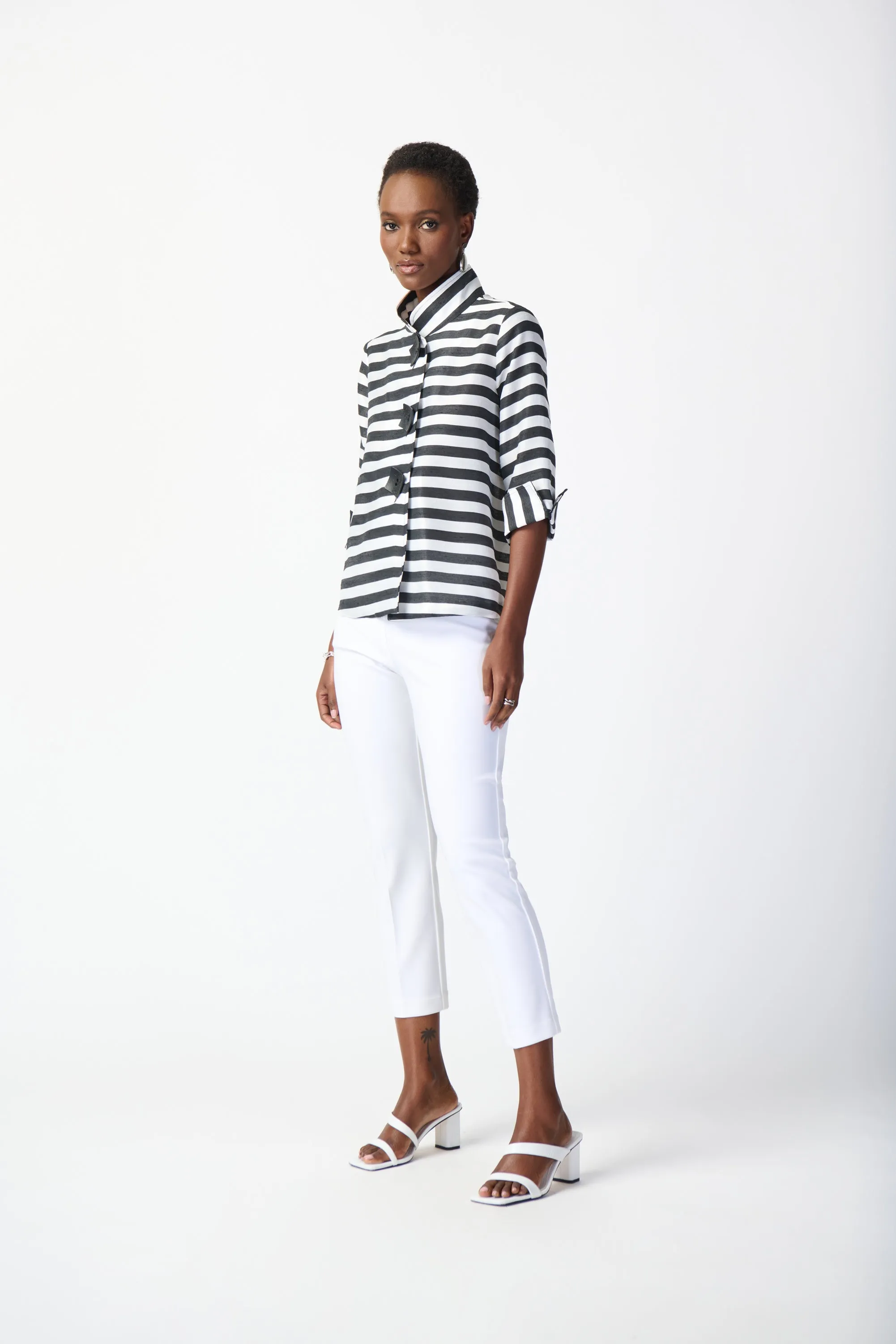 Joseph Ribkoff Striped Jacquard Trapeze Jacket