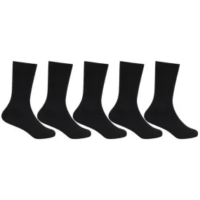 Kids Plain Black Cotton School Socks - Pack of 5