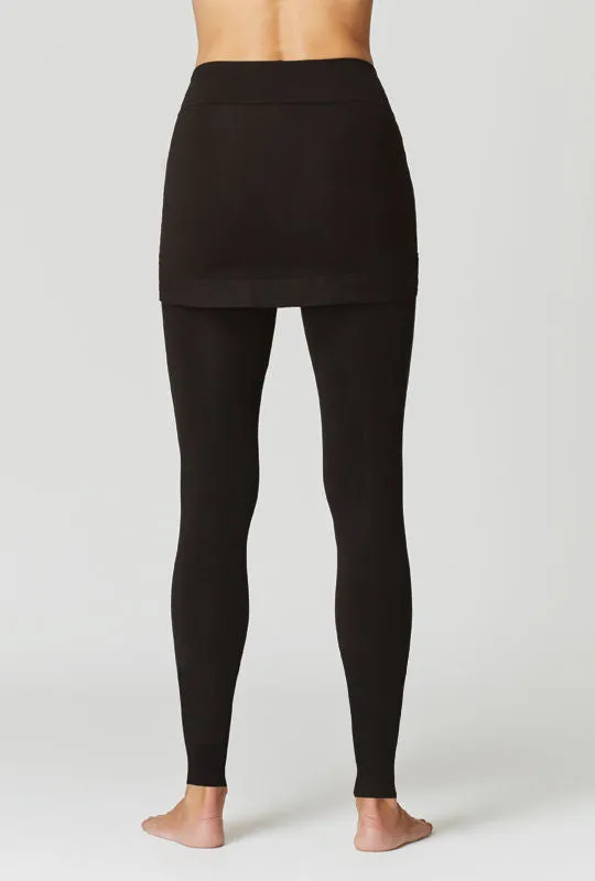 Medium Compression Waisted Leggings with Straight Skirt Black