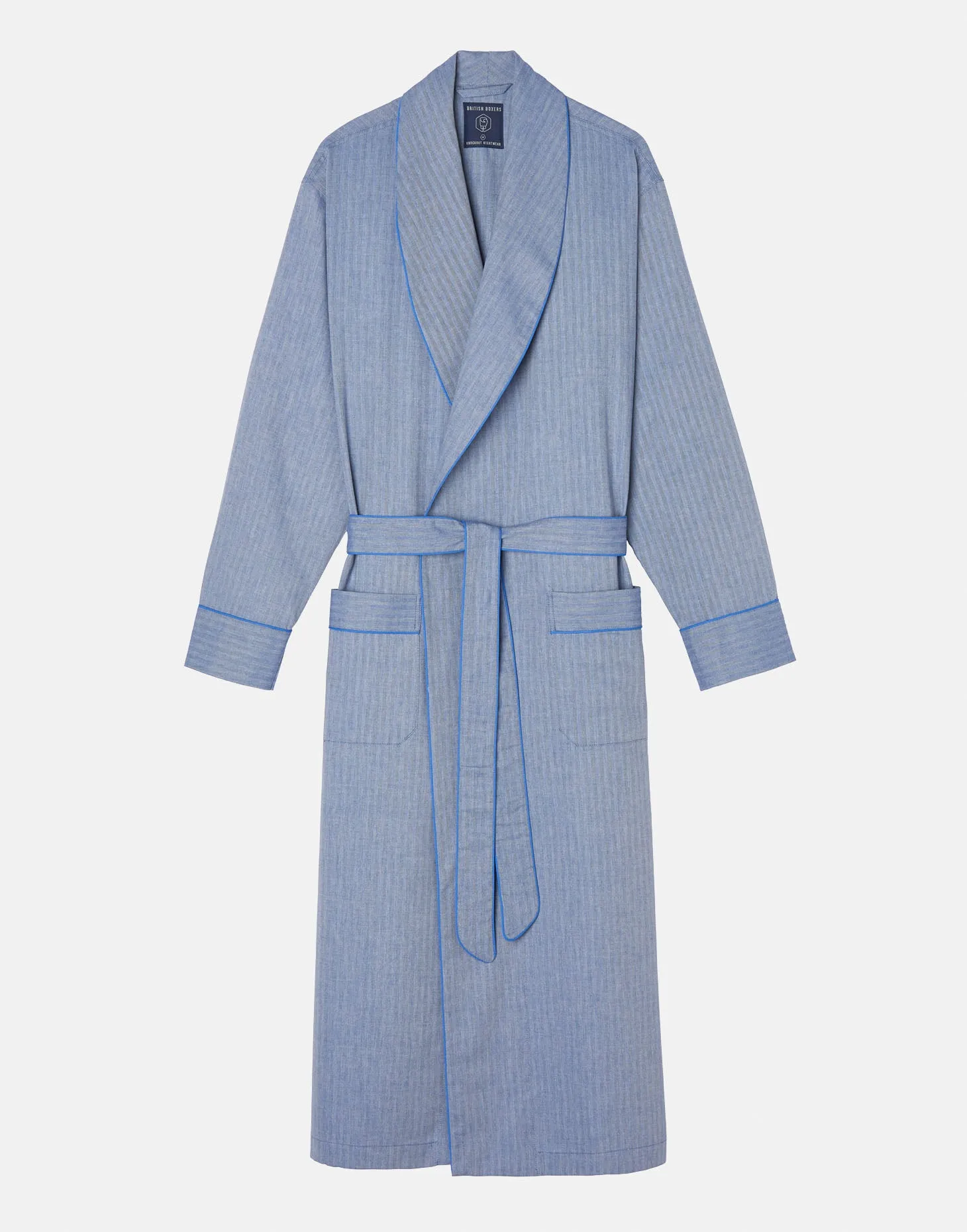 Men's Cotton Twill Dressing Gown – Garrison Blue Herringbone