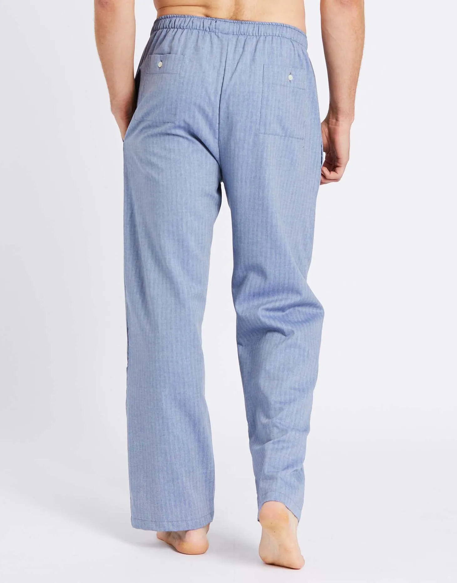 Men's Cotton Twill Pyjama Trousers – Garrison Blue Herringbone