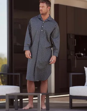 Men's Crisp Cotton Nightshirt – Geometric Sea