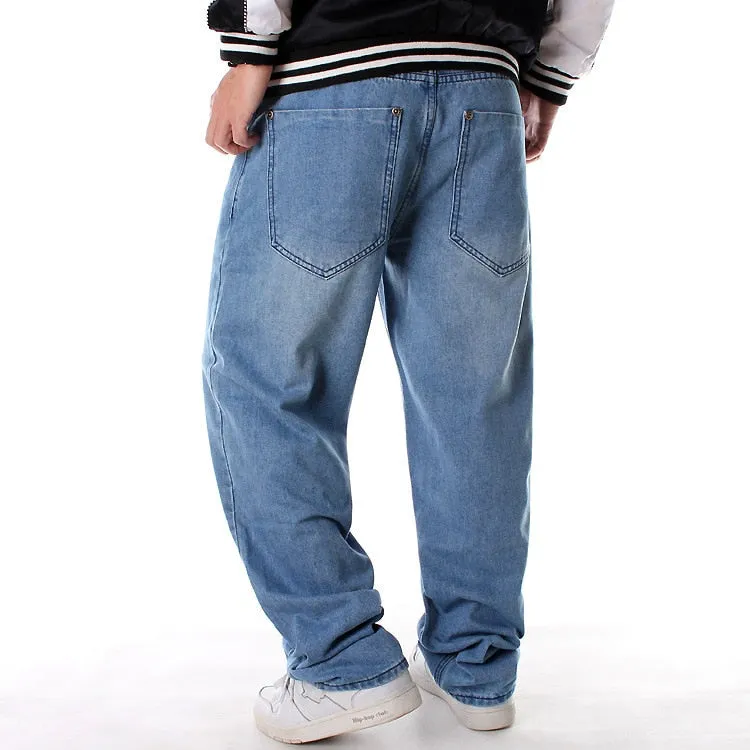 Nanaco Man Loose Baggy Jeans Hiphop Skateboard Denim Pants Street Dance Hip Hop Rap Male Black Trouses Chinese Size 30-46