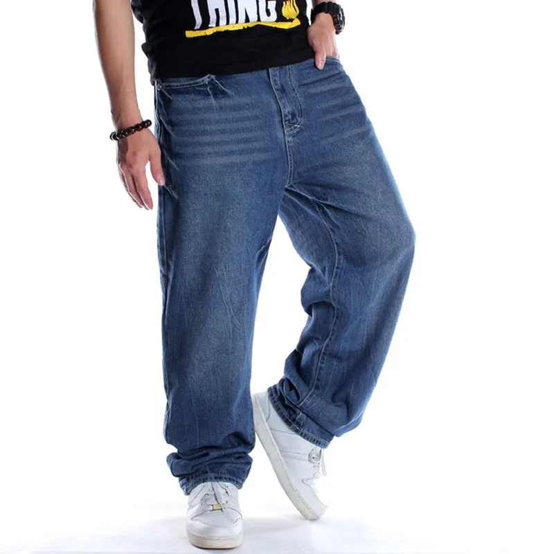 Nanaco Man Loose Baggy Jeans Hiphop Skateboard Denim Pants Street Dance Hip Hop Rap Male Black Trouses Chinese Size 30-46