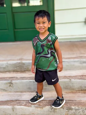 OLIVE MARBLE CAMO MINI COLLECTION KEIKI BASKETBALL JERSEY (ALL SALES FINAL)