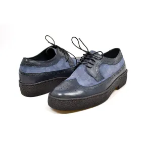 Playboy Wingtip Low Navy Leather & Blue Suede - The British Collection