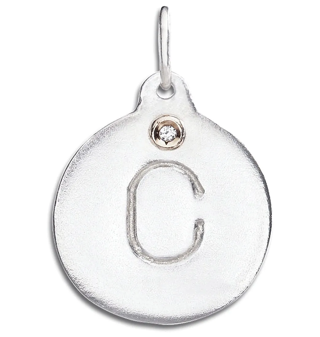 "C" Alphabet Charm With Diamond