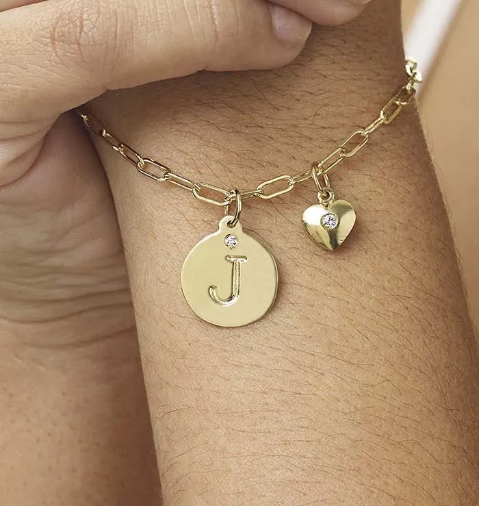 "M" Alphabet Charm With Diamond