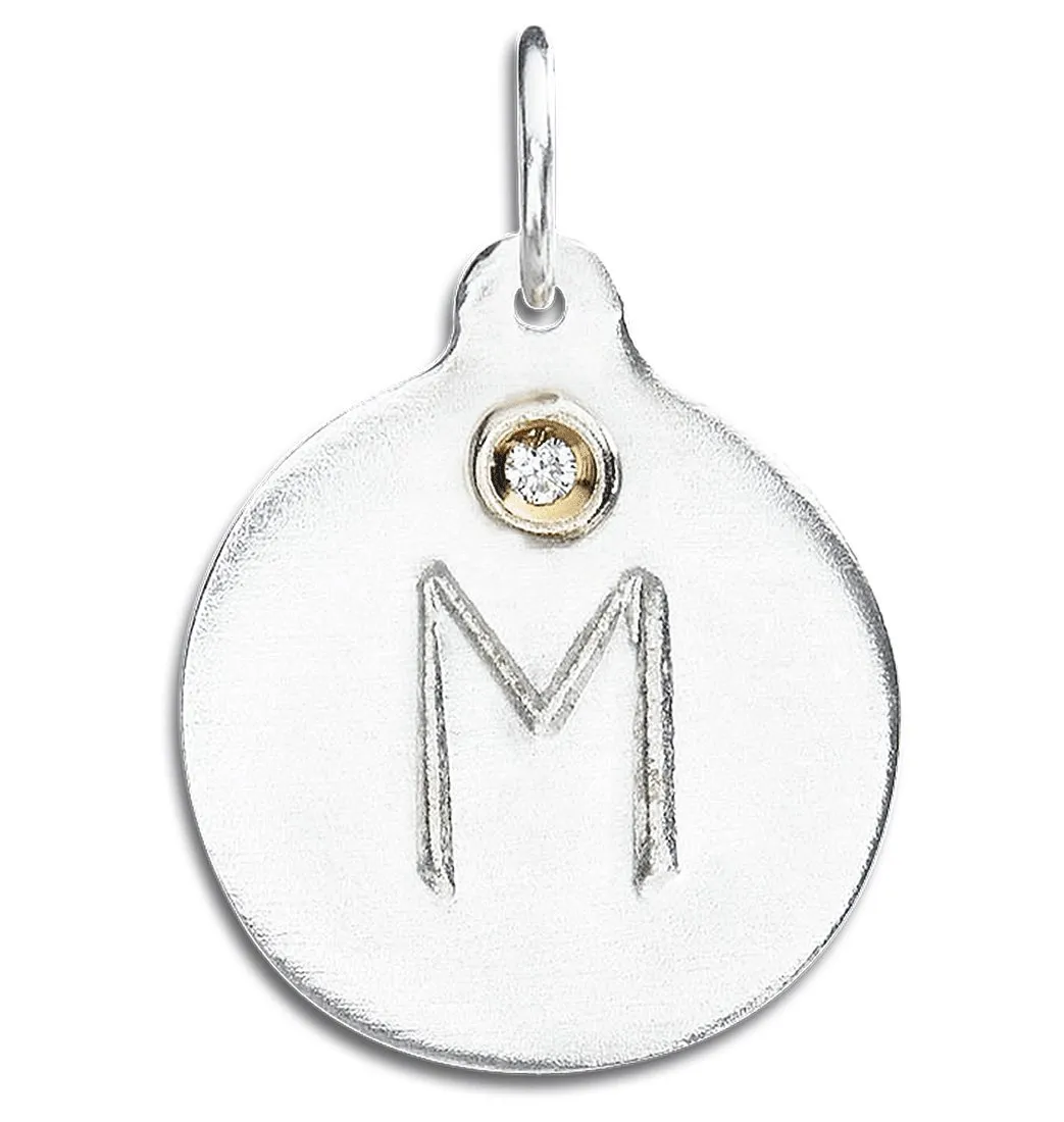 "M" Alphabet Charm With Diamond