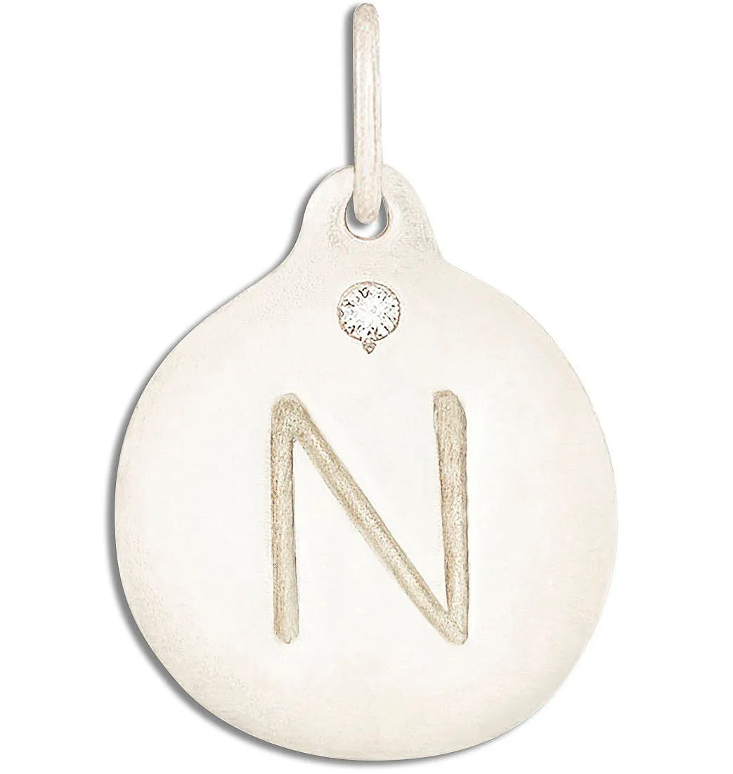 "N" Alphabet Charm With Diamond