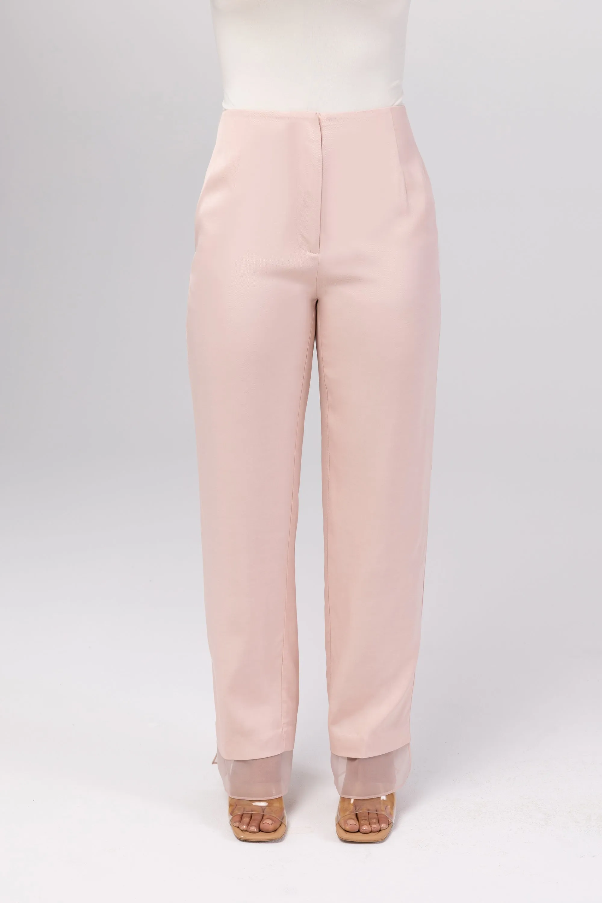 Rayan Organza Trim Trousers - Sepia Rose