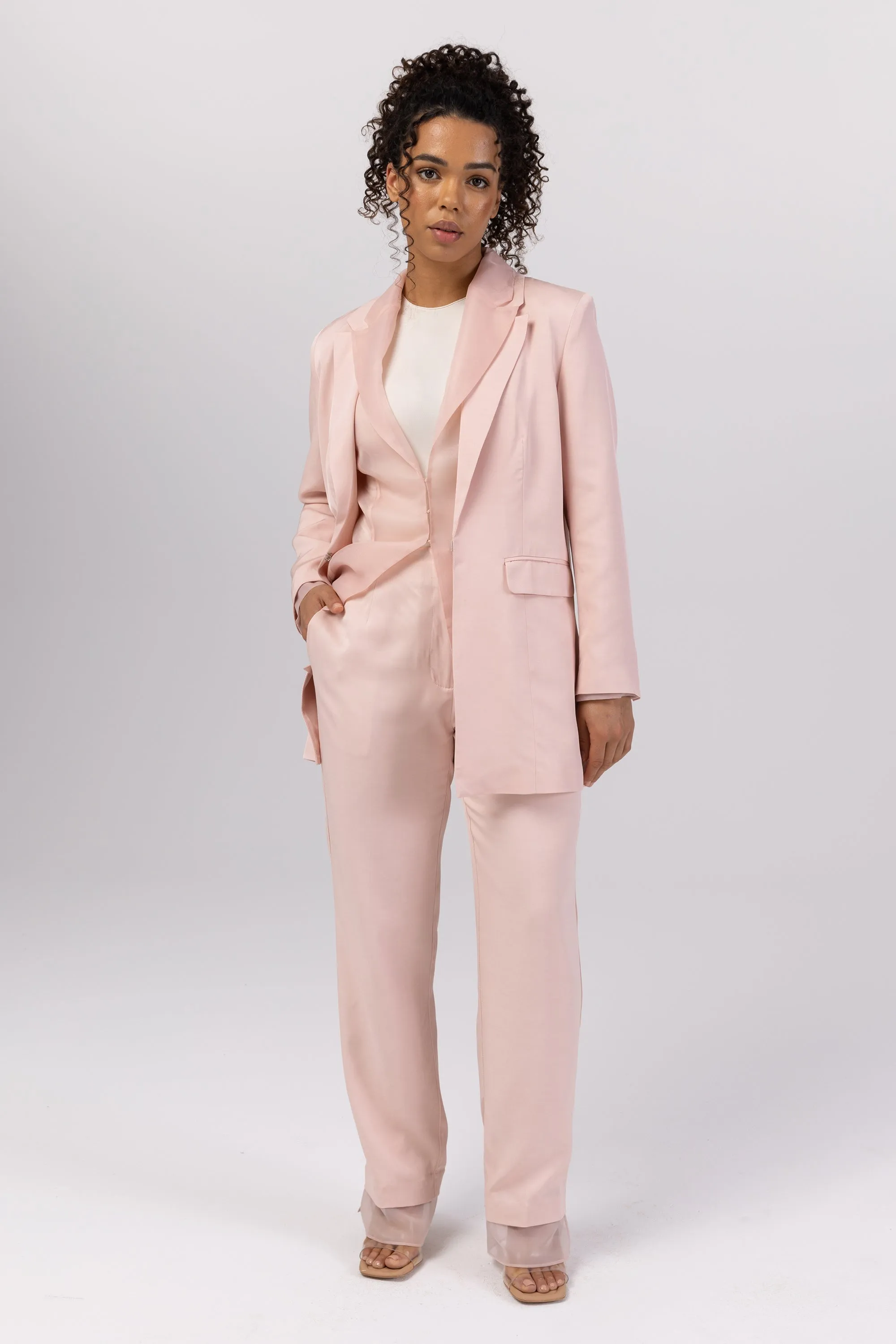 Rayan Organza Trim Trousers - Sepia Rose