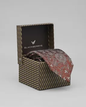 Silk Brown Printed Tie - Quintesa