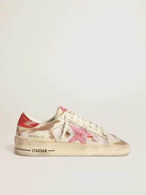 Stardan LAB sneakers in white leather and mesh with red laminated leather star