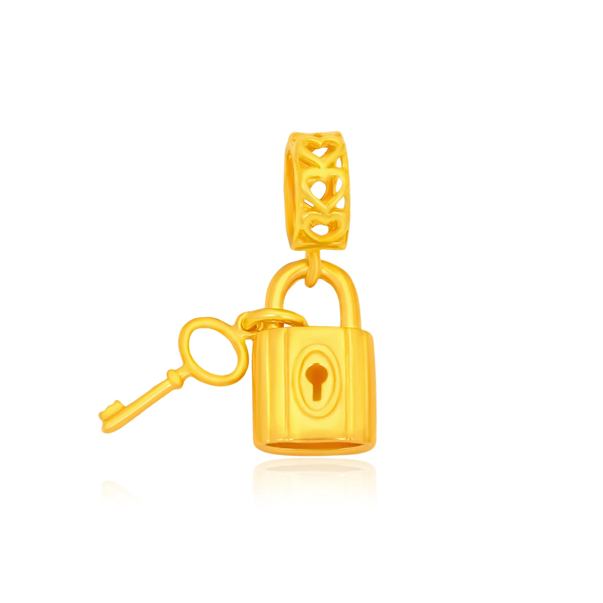 TAKA Jewellery 916 Gold Charm Lock with Key