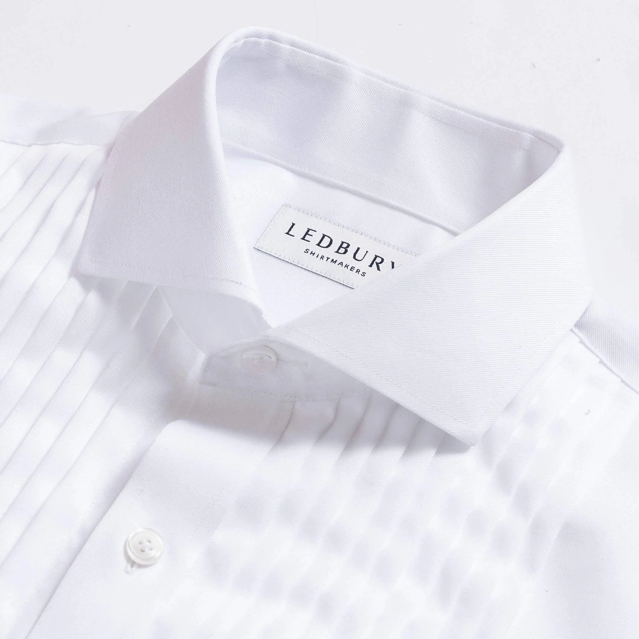 The White Sanders Non Iron Pleated Front Tuxedo Custom Shirt