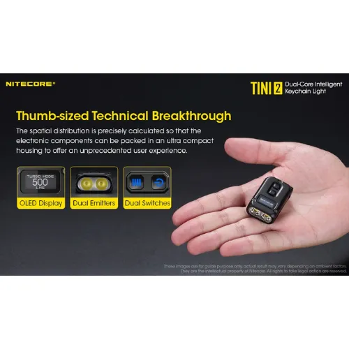 TINI 2 500 Lumen USB-C Rechargeable Keychain Flashlight by Nitecore