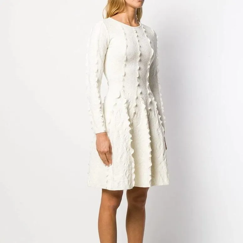 Top Quality White Jacquard Party Dress