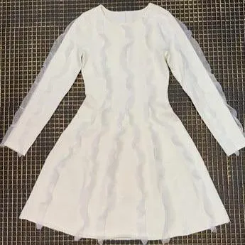 Top Quality White Jacquard Party Dress