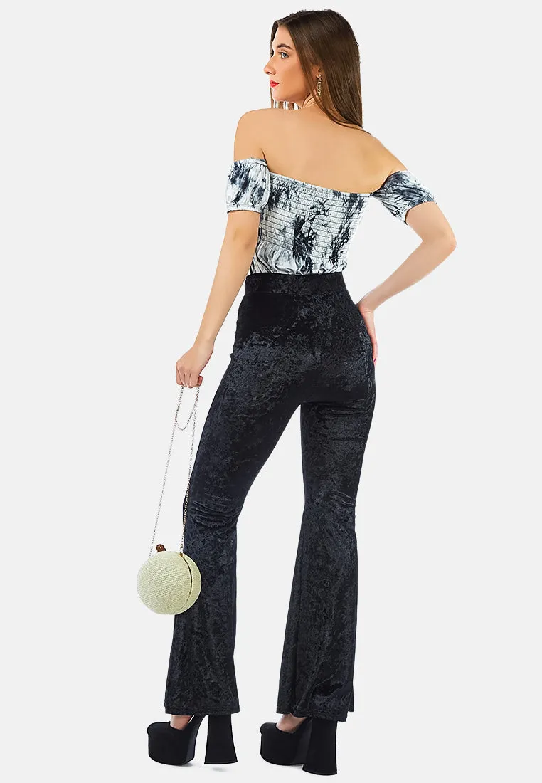 Wiggle Your Way Velvet Flared Pant By Ruw