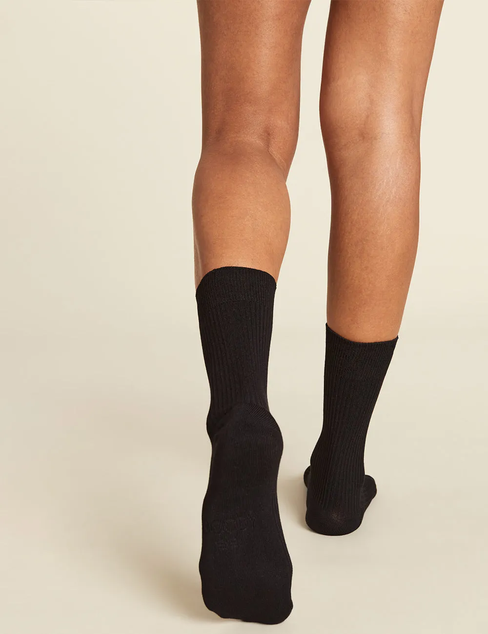 Women's Ribbed Crew Socks - Black